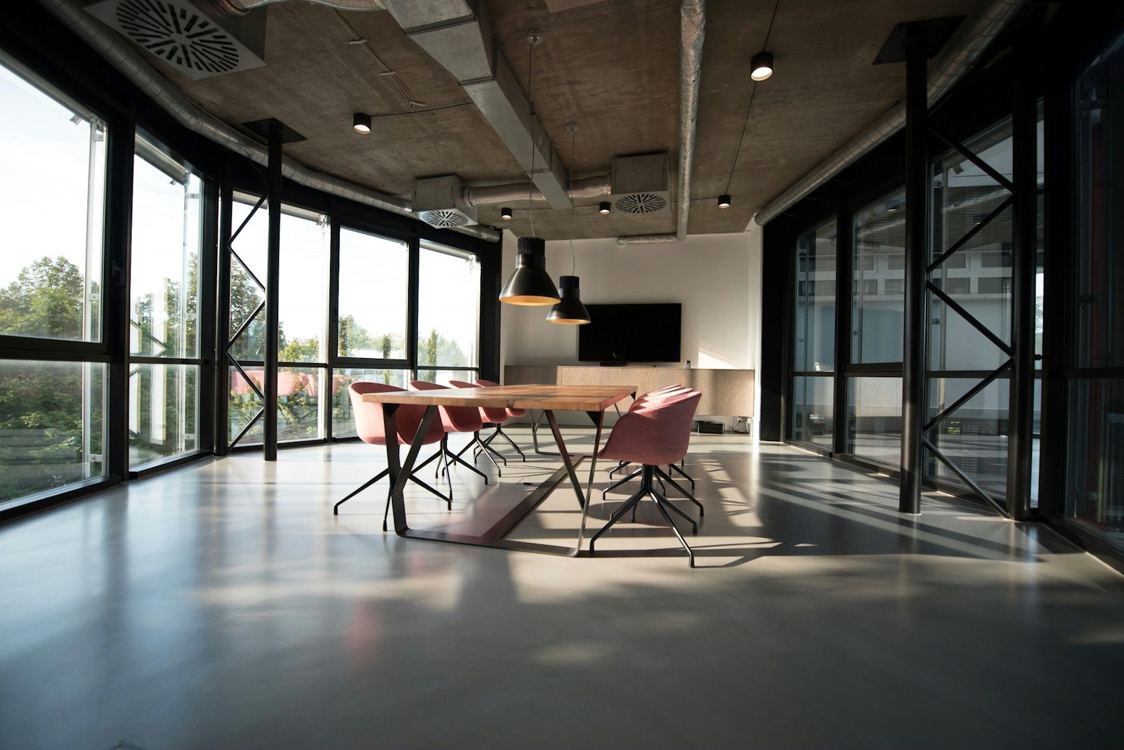 Modern office interior with clean painted walls